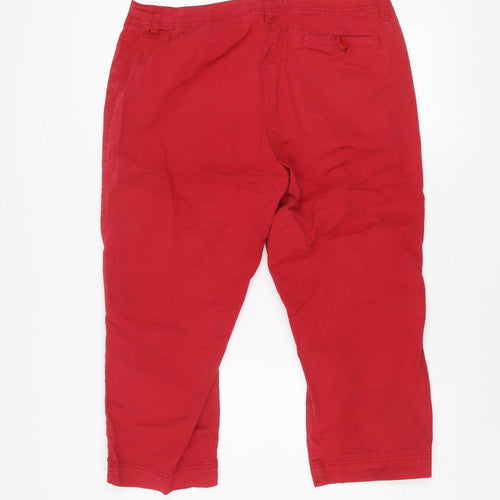St. Bernard Women Red Cotton Stretch Capri Trousers Size 16