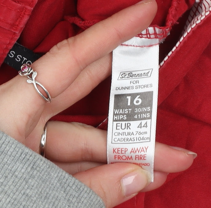 St. Bernard Women Red Cotton Stretch Capri Trousers Size 16