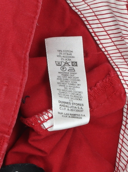 St. Bernard Women Red Cotton Stretch Capri Trousers Size 16