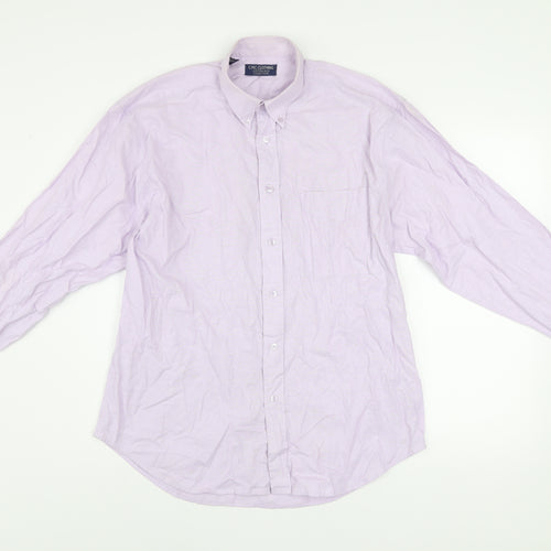 C.M.C. Clothing Men’s Purple Cotton Button-Up Shirt 15.5 Regular Fit