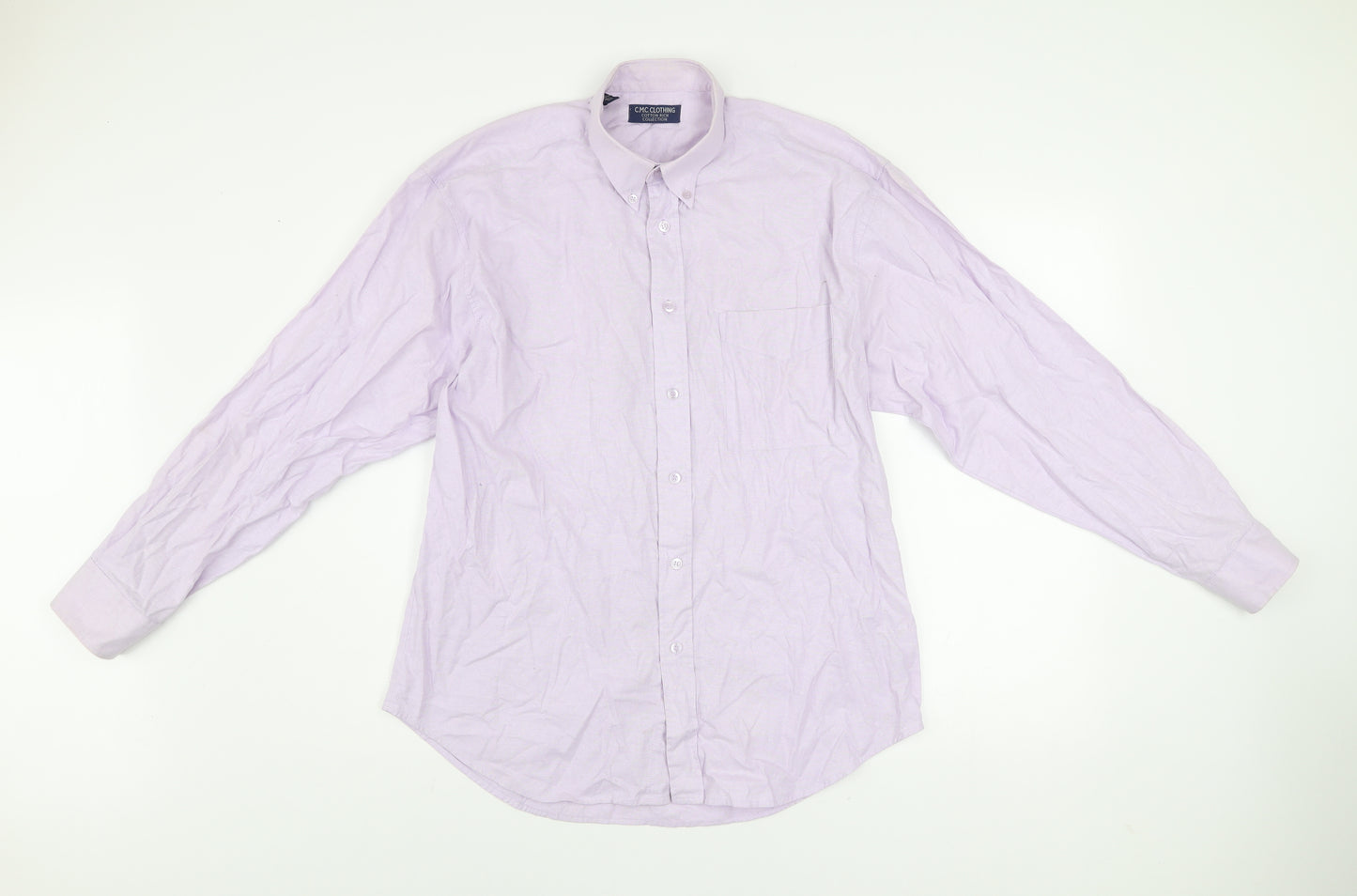 C.M.C. Clothing Men’s Purple Cotton Button-Up Shirt 15.5 Regular Fit