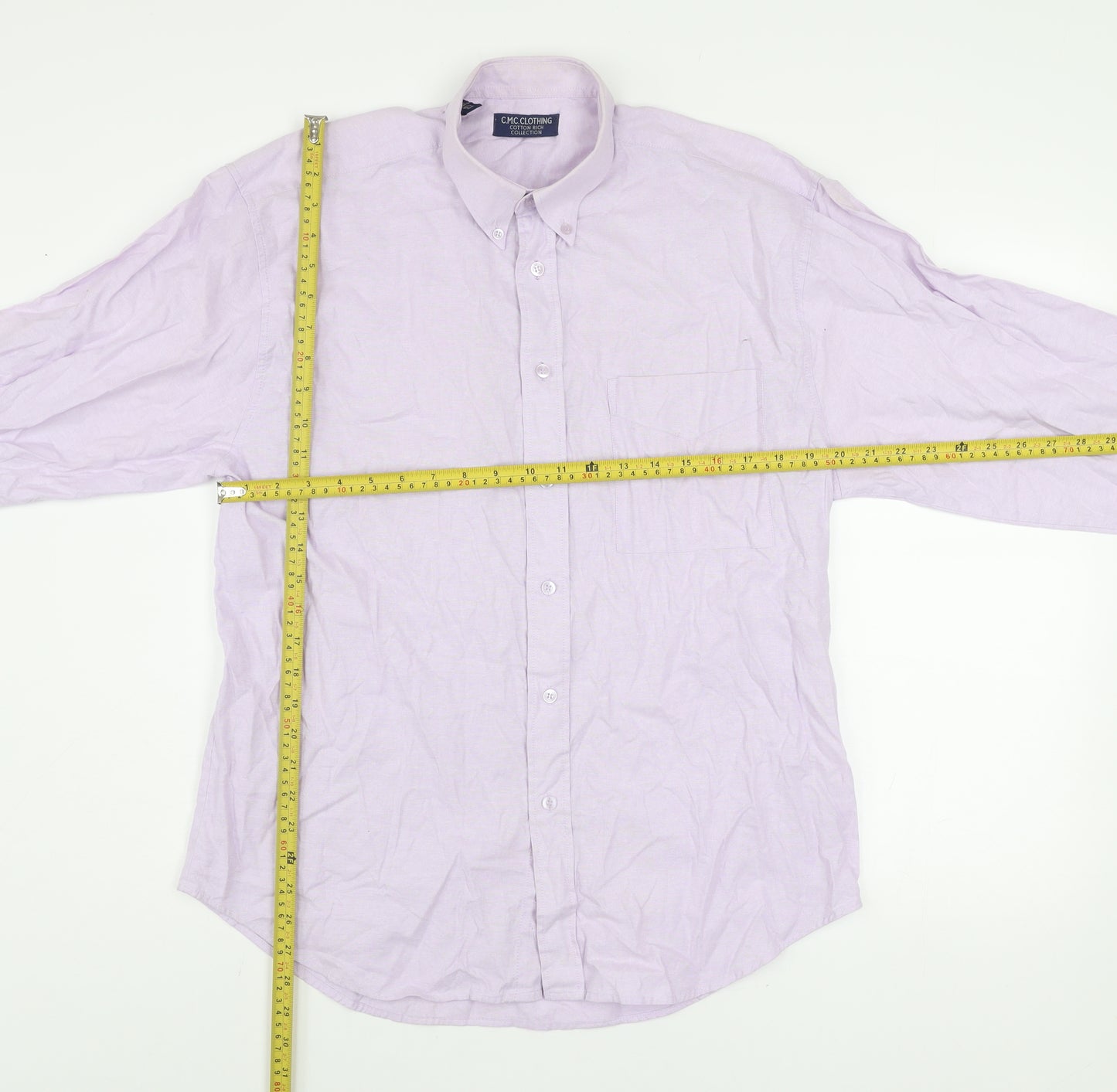 C.M.C. Clothing Men’s Purple Cotton Button-Up Shirt 15.5 Regular Fit