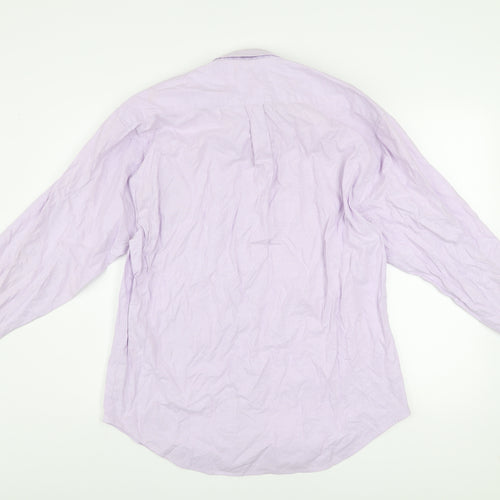 C.M.C. Clothing Men’s Purple Cotton Button-Up Shirt 15.5 Regular Fit