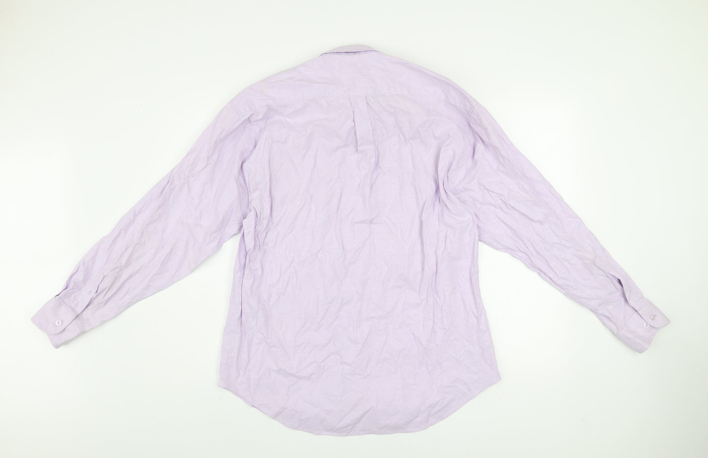 C.M.C. Clothing Men’s Purple Cotton Button-Up Shirt 15.5 Regular Fit