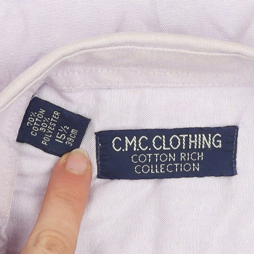 C.M.C. Clothing Men’s Purple Cotton Button-Up Shirt 15.5 Regular Fit