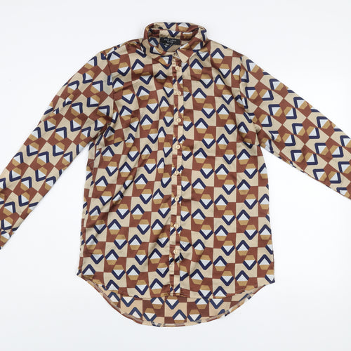 New Look Petite Women’s Brown Geometric Button-Up Shirt UK 10