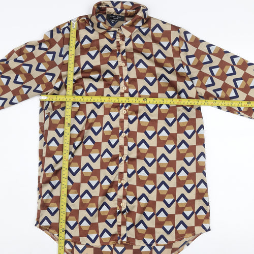 New Look Petite Women’s Brown Geometric Button-Up Shirt UK 10