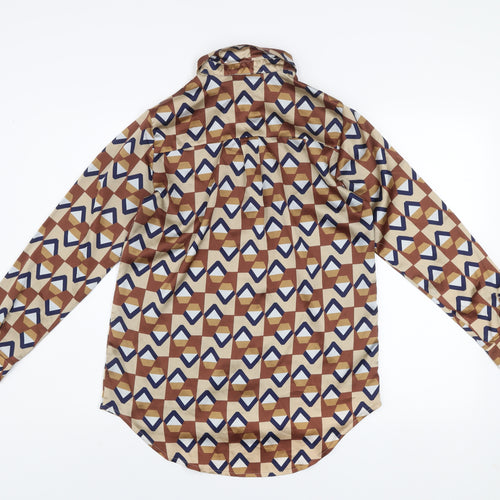 New Look Petite Women’s Brown Geometric Button-Up Shirt UK 10