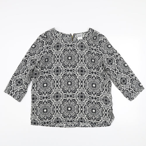 Vero Moda Women's Black Geometric 3/4 Sleeve Tunic Blouse Size M