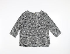 Vero Moda Women's Black Geometric 3/4 Sleeve Tunic Blouse Size M