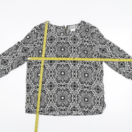 Vero Moda Women's Black Geometric 3/4 Sleeve Tunic Blouse Size M