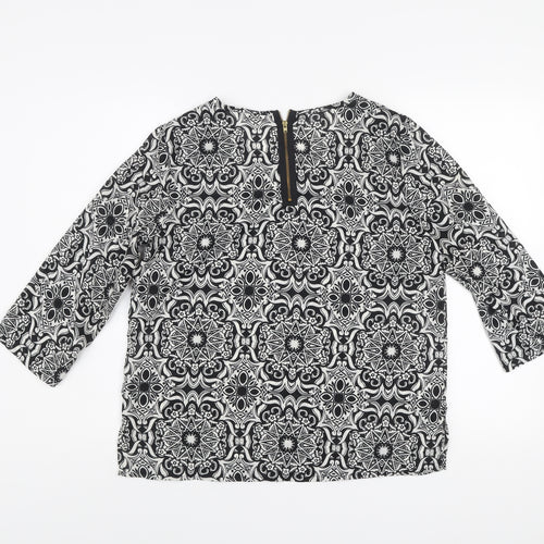 Vero Moda Women's Black Geometric 3/4 Sleeve Tunic Blouse Size M