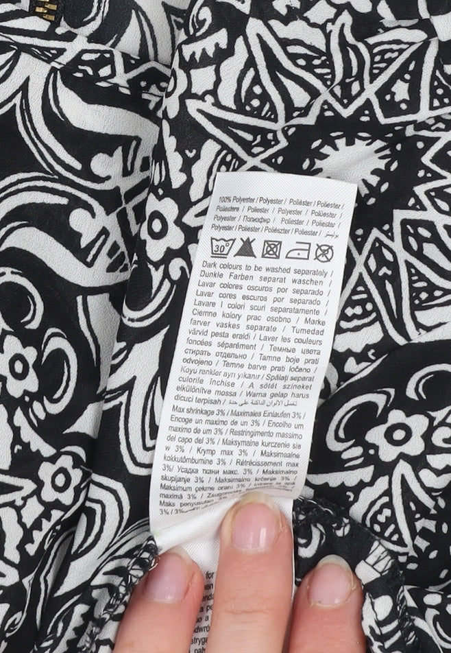 Vero Moda Women's Black Geometric 3/4 Sleeve Tunic Blouse Size M