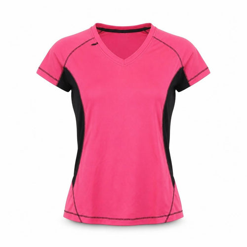 Regatta Womens Pink Black V-Neck Short Sleeve Activewear T-Shirt UK 10