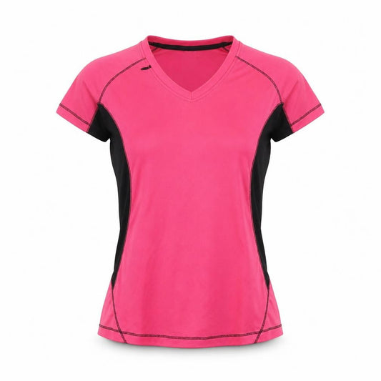 Regatta Womens Pink Black V-Neck Short Sleeve Activewear T-Shirt UK 10