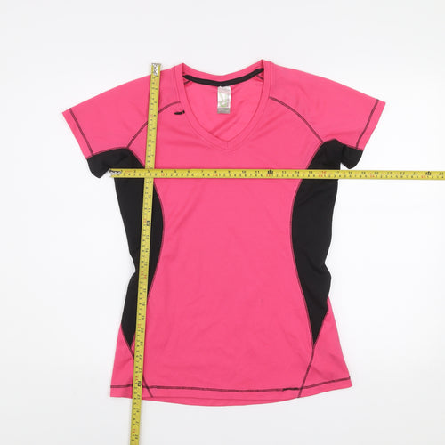 Regatta Womens Pink Black V-Neck Short Sleeve Activewear T-Shirt UK 10