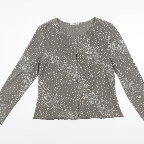 Fosby Women’s Grey Polka Dot Long Sleeve Top Size 14