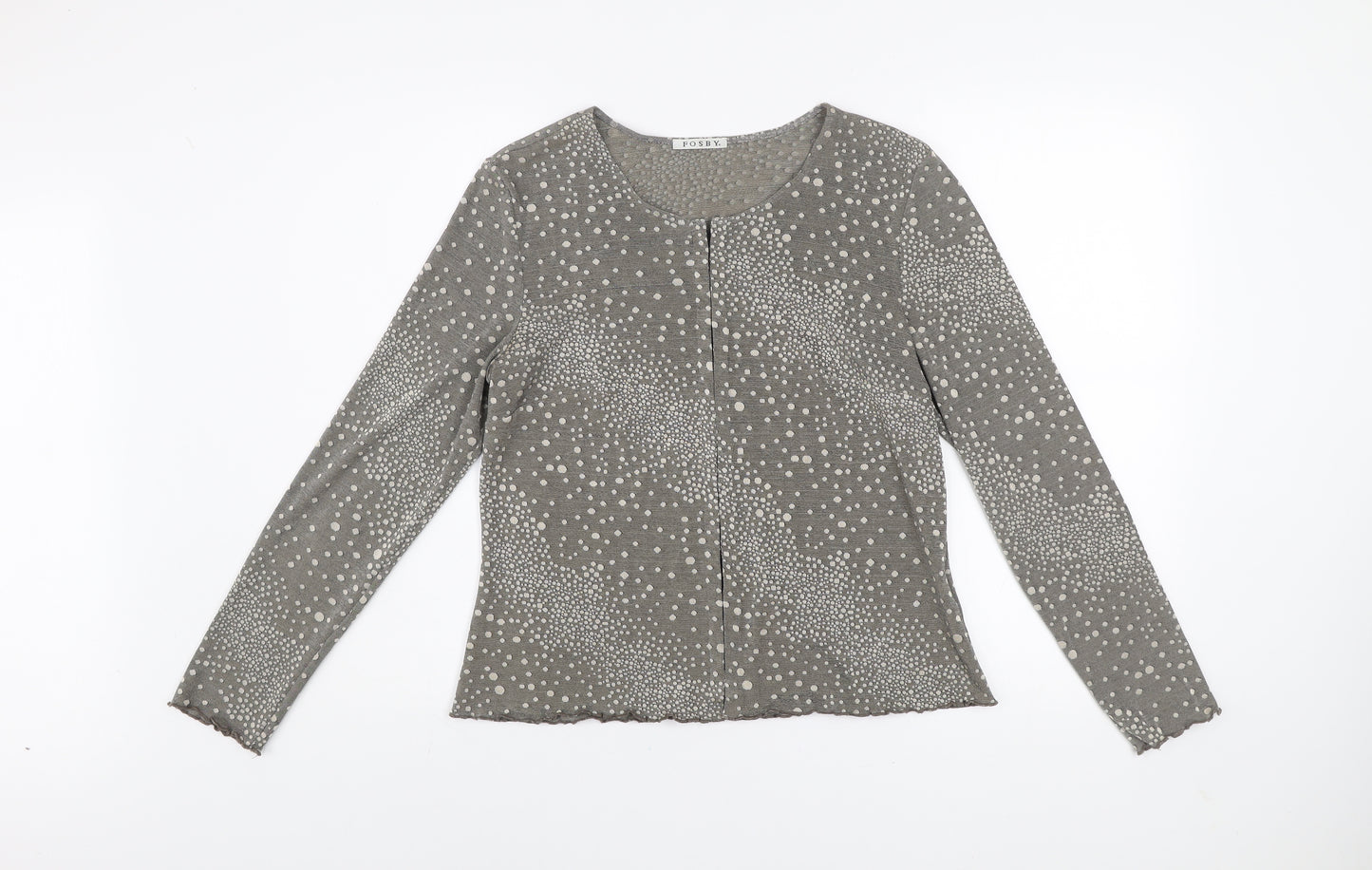 Fosby Women’s Grey Polka Dot Long Sleeve Top Size 14