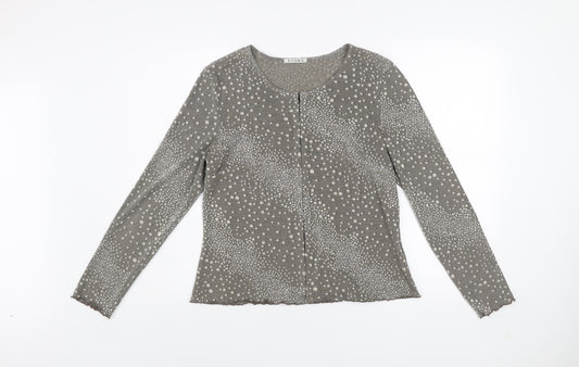 Fosby Women’s Grey Polka Dot Long Sleeve Top Size 14