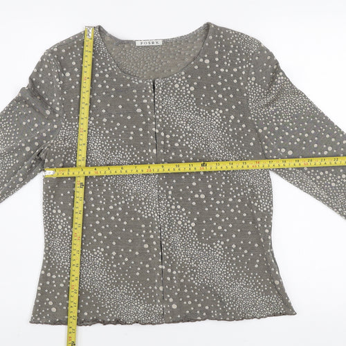 Fosby Women’s Grey Polka Dot Long Sleeve Top Size 14