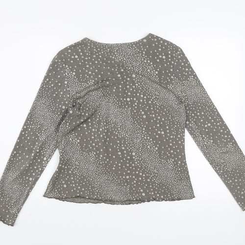 Fosby Women’s Grey Polka Dot Long Sleeve Top Size 14