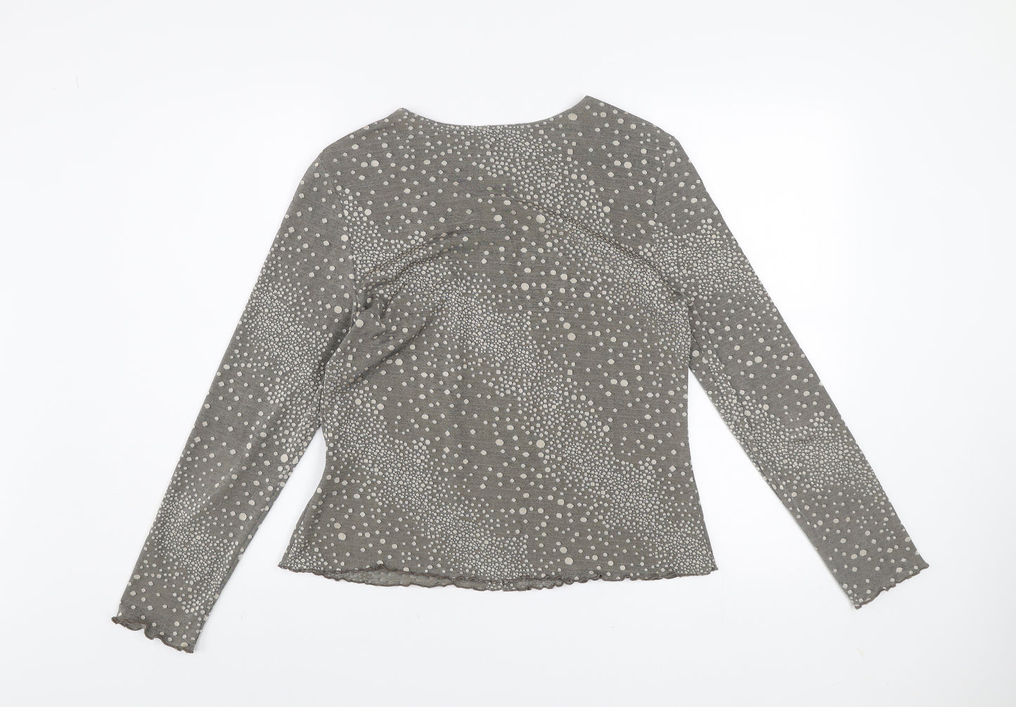 Fosby Women’s Grey Polka Dot Long Sleeve Top Size 14