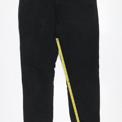 Next Men Black Corduroy Chino Trousers 40W 31L Regular Fit