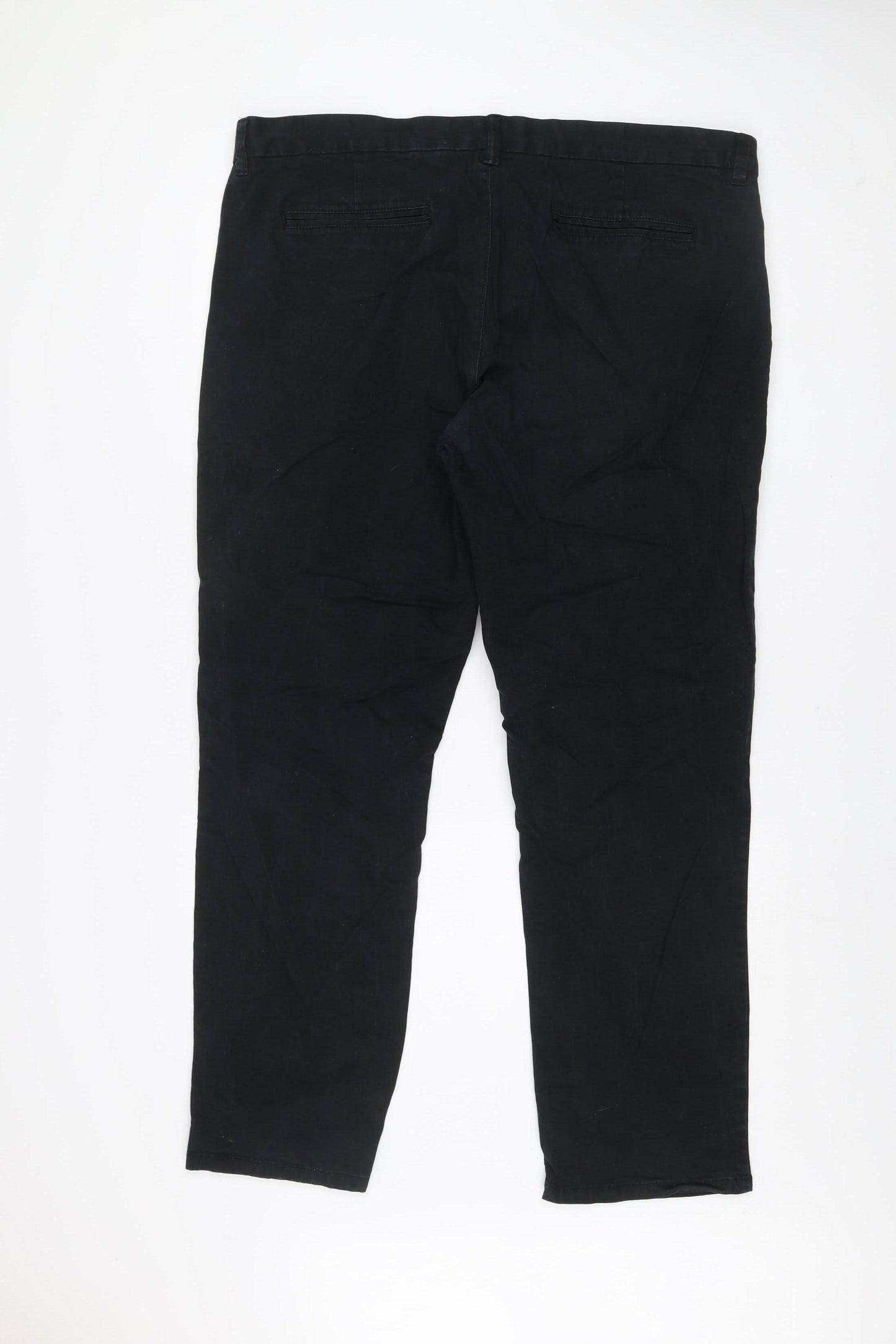 Next Men Black Corduroy Chino Trousers 40W 31L Regular Fit
