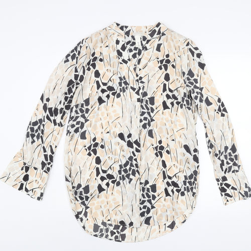 H&M Women’s Multicoloured V-Neck Blouse Size 8 Polyester Long Sleeve