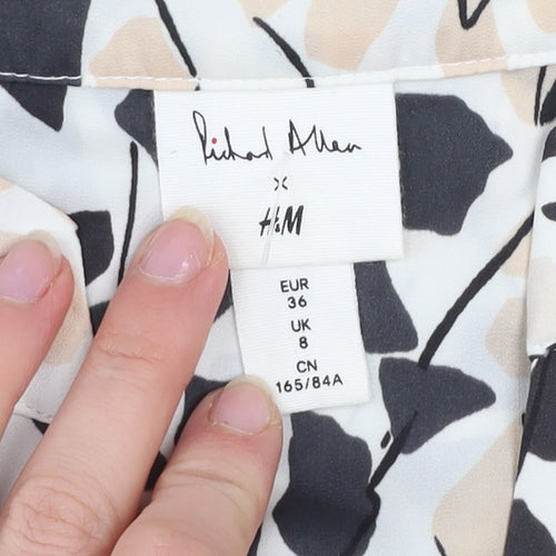 H&M Women’s Multicoloured V-Neck Blouse Size 8 Polyester Long Sleeve