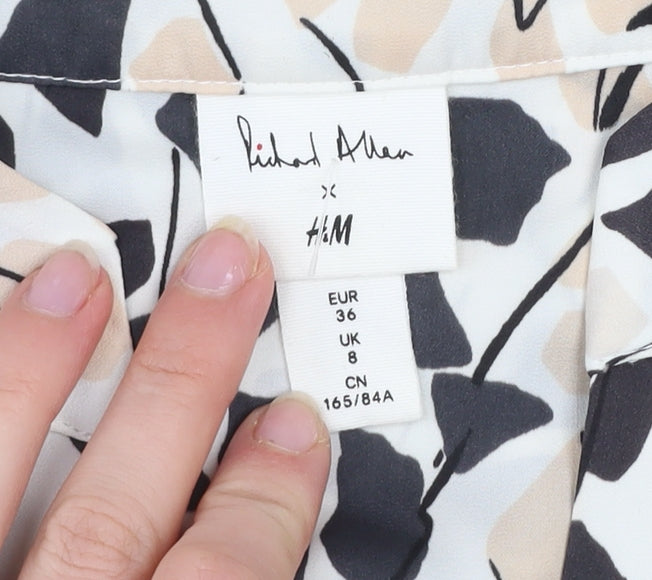 H&M Women’s Multicoloured V-Neck Blouse Size 8 Polyester Long Sleeve