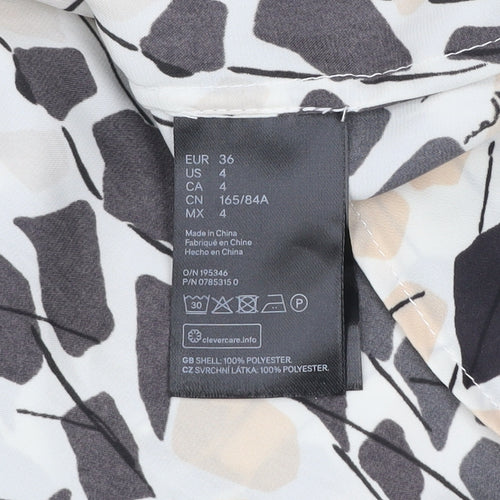 H&M Women’s Multicoloured V-Neck Blouse Size 8 Polyester Long Sleeve