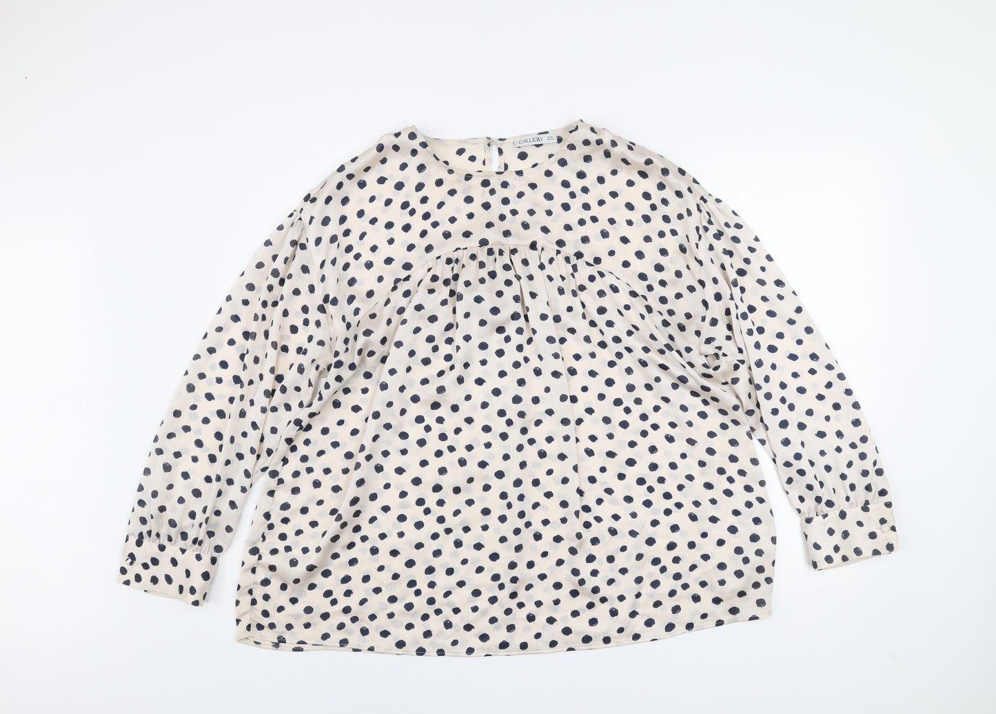 Gallery Womens Ivory Polka Dot Long Sleeve Tunic Blouse Size 16