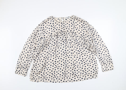 Gallery Womens Ivory Polka Dot Long Sleeve Tunic Blouse Size 16