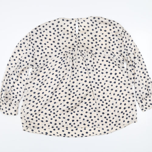 Gallery Womens Ivory Polka Dot Long Sleeve Tunic Blouse Size 16