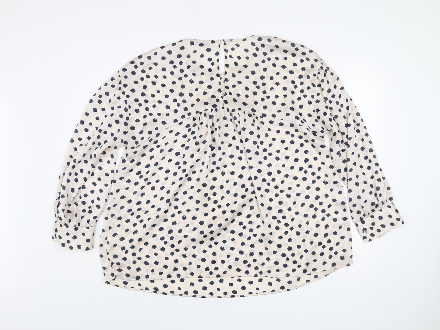 Gallery Womens Ivory Polka Dot Long Sleeve Tunic Blouse Size 16