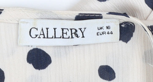 Gallery Womens Ivory Polka Dot Long Sleeve Tunic Blouse Size 16