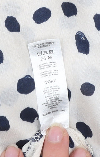 Gallery Womens Ivory Polka Dot Long Sleeve Tunic Blouse Size 16