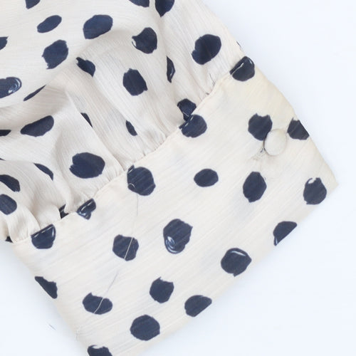 Gallery Womens Ivory Polka Dot Long Sleeve Tunic Blouse Size 16