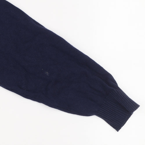 Luke Men's Blue Small 1/4 Zip Cotton Jumper High Neck Knitwear