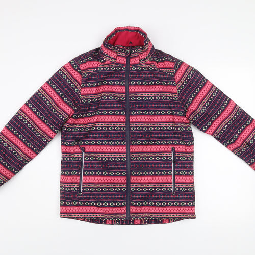 Crivit Girls Pink Geometric Puffer Jacket 11 Years Polyester Winter Coat