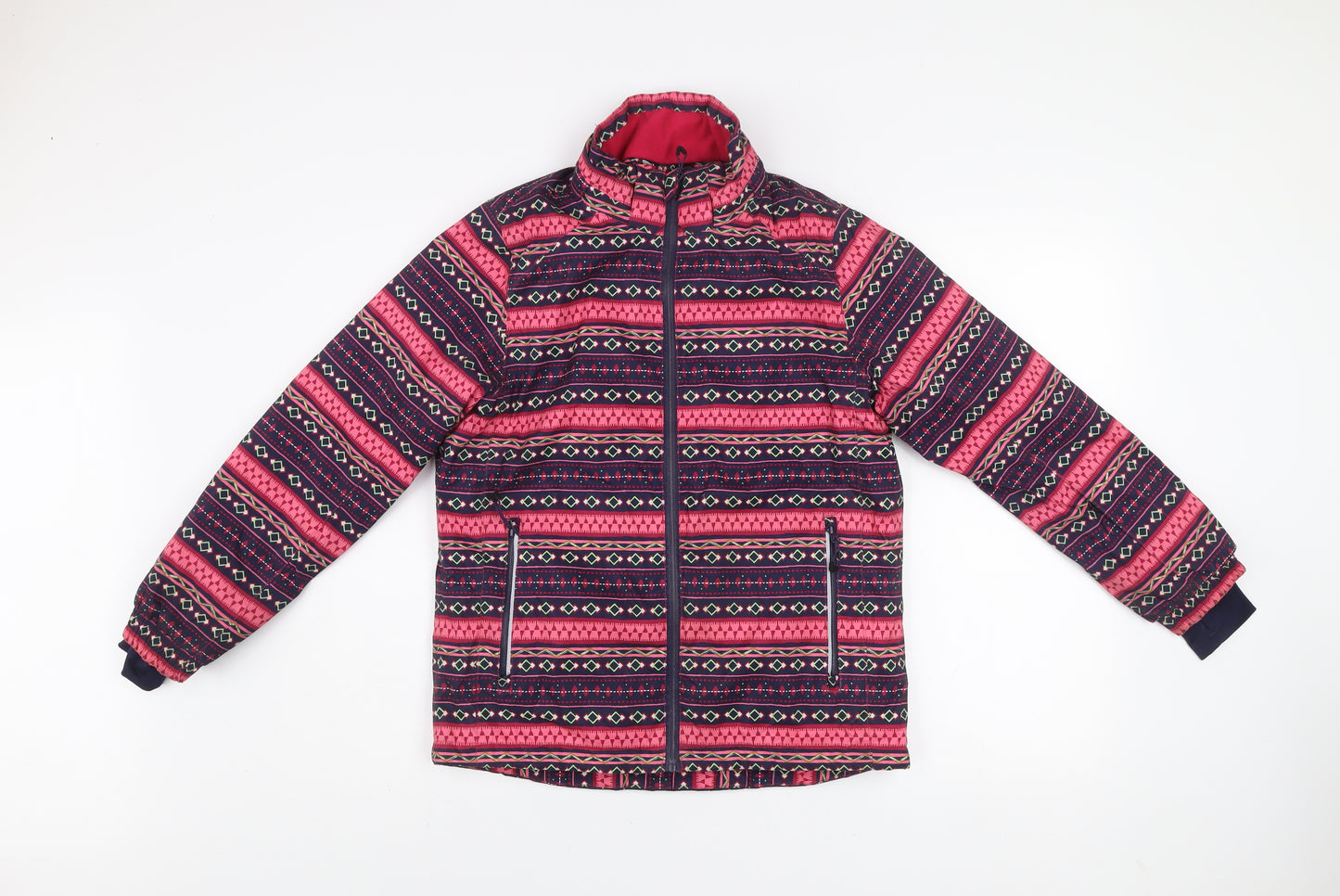 Crivit Girls Pink Geometric Puffer Jacket 11 Years Polyester Winter Coat