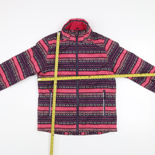 Crivit Girls Pink Geometric Puffer Jacket 11 Years Polyester Winter Coat