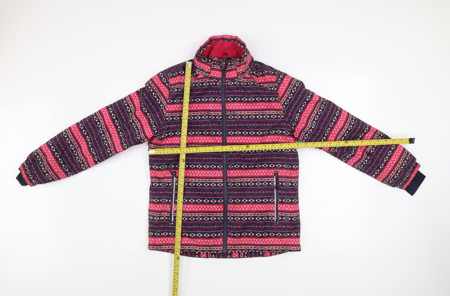 Crivit Girls Pink Geometric Puffer Jacket 11 Years Polyester Winter Coat