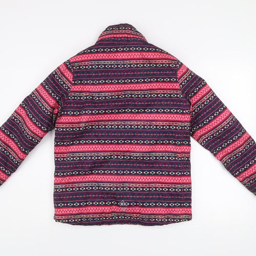 Crivit Girls Pink Geometric Puffer Jacket 11 Years Polyester Winter Coat