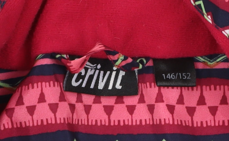 Crivit Girls Pink Geometric Puffer Jacket 11 Years Polyester Winter Coat