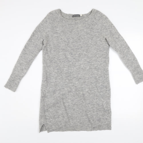 Mint Velvet Women Grey Size 10 Jumper Dress Wool Blend Long Sleeve