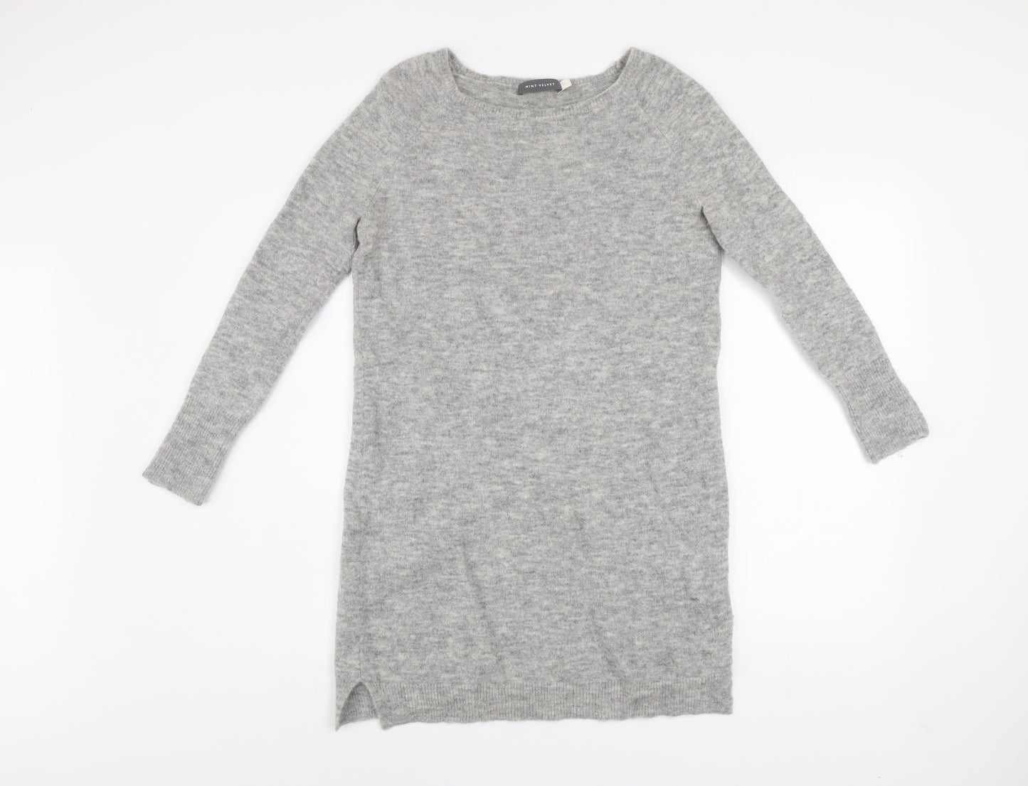 Mint Velvet Women Grey Size 10 Jumper Dress Wool Blend Long Sleeve
