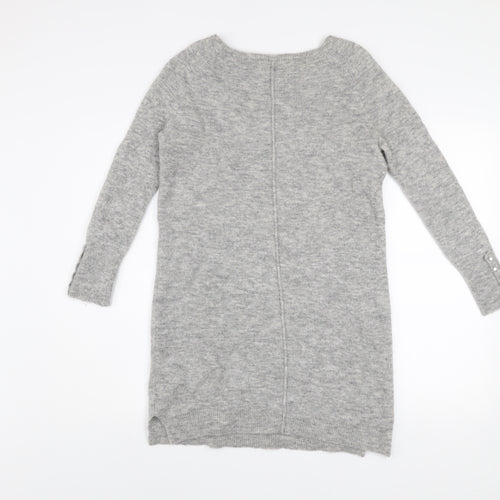 Mint Velvet Women Grey Size 10 Jumper Dress Wool Blend Long Sleeve