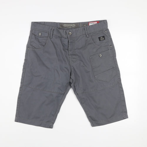 Centered Men's Grey Cargo Shorts Size 36 Regular Fit Polyester Cotton